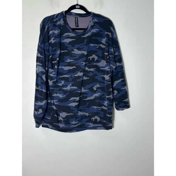 Athleta Sweaters - Athleta Navy Black Camo Long Sleeve Light Weight Sweatshirt Sz L
